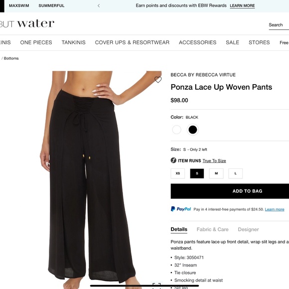 Becca by Rebecca Virtue Ponza Lace Up Pants black NWT - Picture 2 of 6